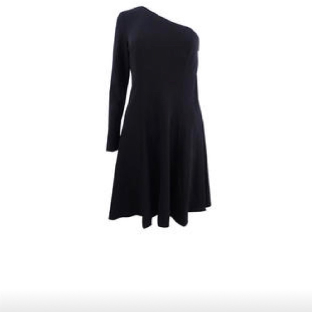 Calvin Klein Women's Black One-Shoulder Fit & Flare Black Swing Dress Size 12